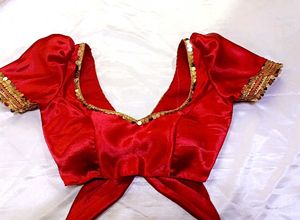 Satin Bow Style Back Hook Puff Sleeve Blouse