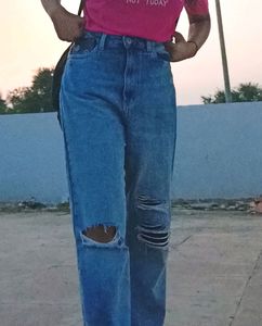 Tokyo Talkies Brand Wide Leg Blue Jeans