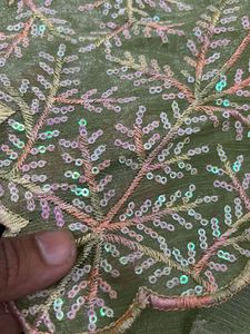 Elegant Green Embroidered Saree