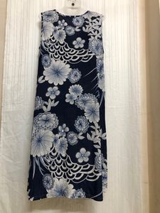 Blue Printed Sleeveless Midi Dress