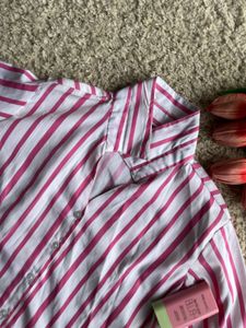 Pink Striped Oversized Shirt