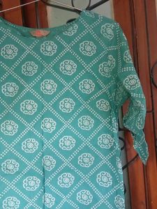 Teal Patterned Kurti Dress