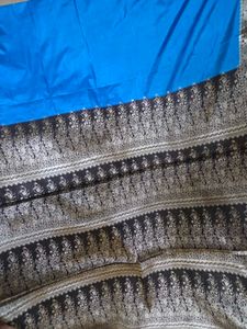 Blue Pure Silk Sari and Blouse