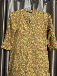 Yellow Floral Cotton Tunic Kurta
