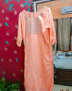 Peach Embroidered Kurti