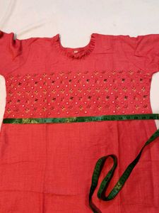 Red Embroidered Kurti