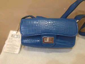 Blue Croc Embossed Clutch