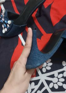 New Denim And Diamond Stud Heels..