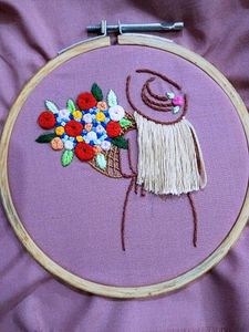 Floral Embroidery Girl Art