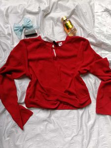 H&amp;M Red Twist-Front  Top