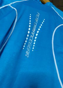 Arena Men Blue Front Zip Printed Sporty Tshirt