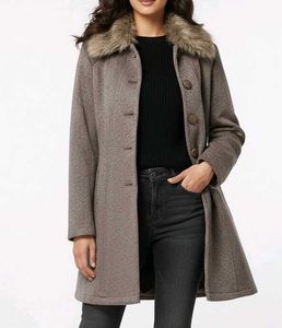 Elegant Faux Fur Collar Coat