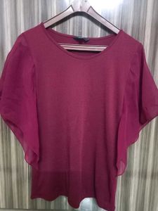 Burgundy Flutter Sleeve Top