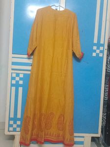 Mustard Red Color Long A Line Kurti
