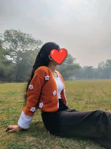 Cute Orange Floral Cardigan