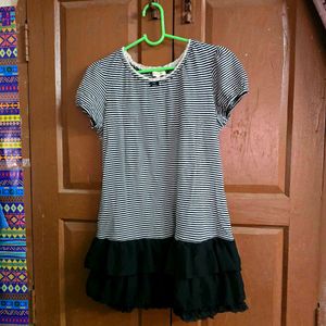 Striped Ruffle Hem T-Shirt Dress