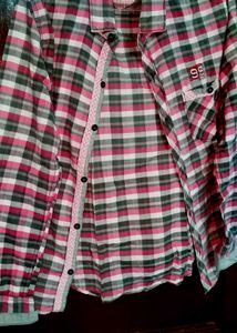 Pink & Grey Checkered Shirt