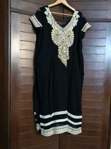Women Black Thread Motif Embroidery Georgette Suit