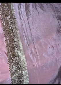 Banarasi pattern pink unstitched suit sets