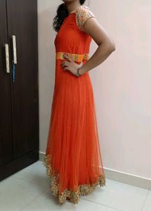 Elegant Orange Ethnic Gown