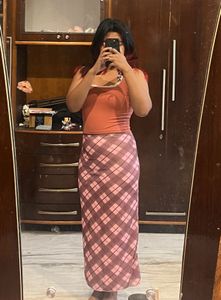 plaid/ checkered maxi skirt