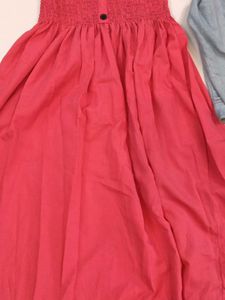 Coral Dress &amp; Denim Jacket Set