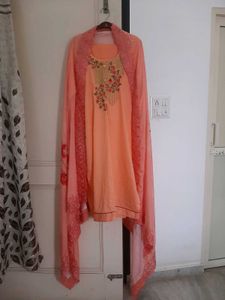 Plus Size Kurta Plazzo Set In Peach Color