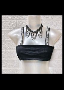 Black LOVE Crop Top Size 34 S/M