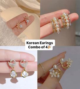 Korean Earrings - Combo of 4