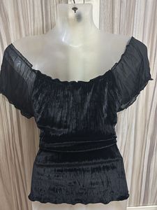 Off Shoulder Mesh Velvet Top