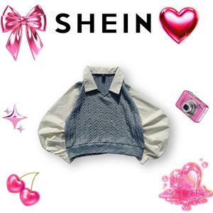 Shein Stylish Blue Knit Sweater Vest