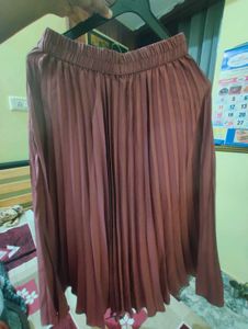 Pleated Brown Skirt