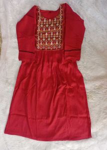 Red Embroidered Dress