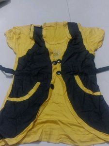 Sunshine Chic: Yellow Top with Stylish Coatey