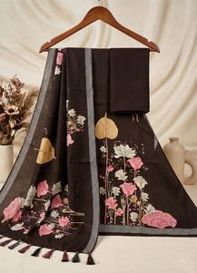 winter Floral Print Dress Material With Stole