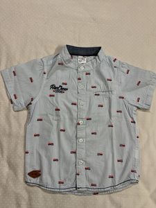 Fire Engine Print Shirt For Boys
