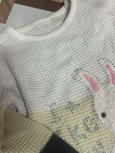 Cute Bunny Applique Knit Top