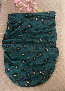 Mini Skirt - Ruched Leopard Green Print, S: 30