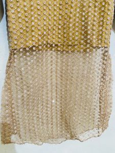 Golden Net Shimry Short Kurti