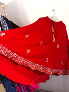 Red Gotapatti Original Jaypuri Skirt
