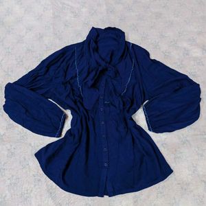 💙 Elegant Blue Pussy-Bow Blouse! 💙