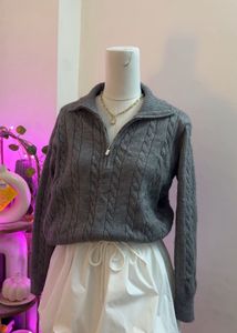Gray Cable Knit Sweater