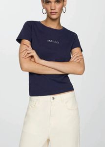 Mango Navy Blue Women's T-Shirt