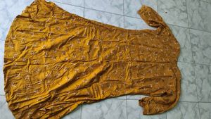 Elegant Mustard Yellow Anarkali-Style Kurta