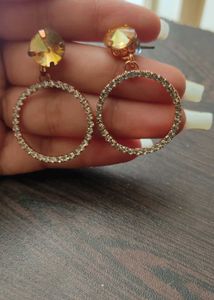 Rhinestone Circle Drop Earrings