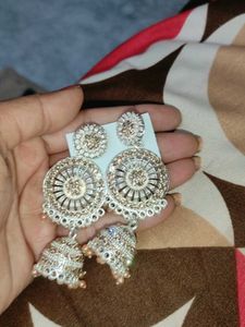 Silver And Golden Colour Earrings
