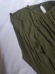 Zara Olive Green Pleated Jumpsuit