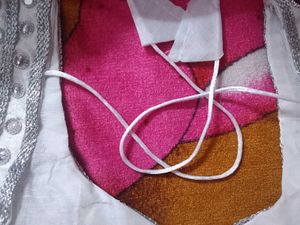 Silver And Mirror Work White Blouse