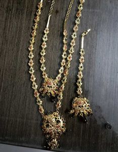A Long Gold Plated Haram Set (3 Pieces)