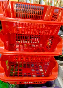 Red Plastic Storage Baskets